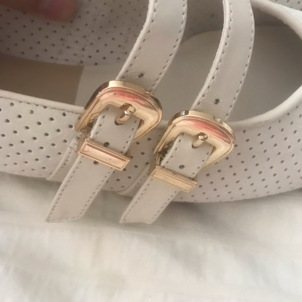 Dolce Vita Cream Perforated Double-Buckle Flats - Picture 9 of 13